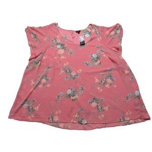 Torrid - Peach Floral Flutter Sleeve Blouse - Size 6 (30)